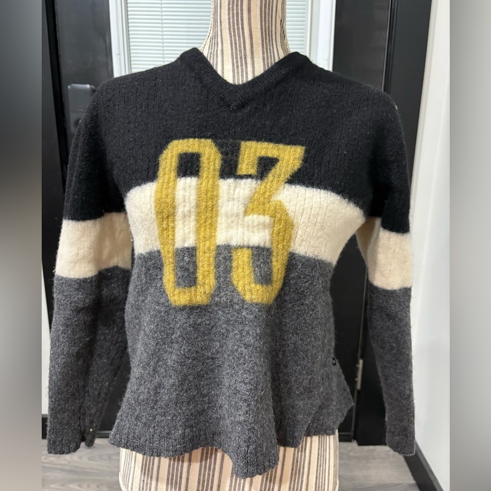 HARLEY DAVIDSON 03 Sweater Sz 1W Striped 100% Wool Long Sleeve Biker